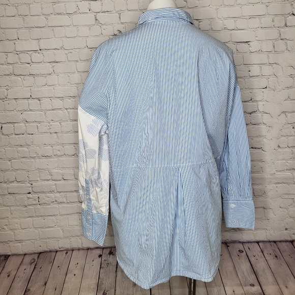 A New Day Blue and White Mixed Pattern Button Down Shirt Size L - Picture 4 of 6